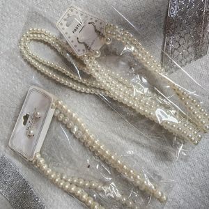 Pearl necklaces with earrings set, $25.00 each
